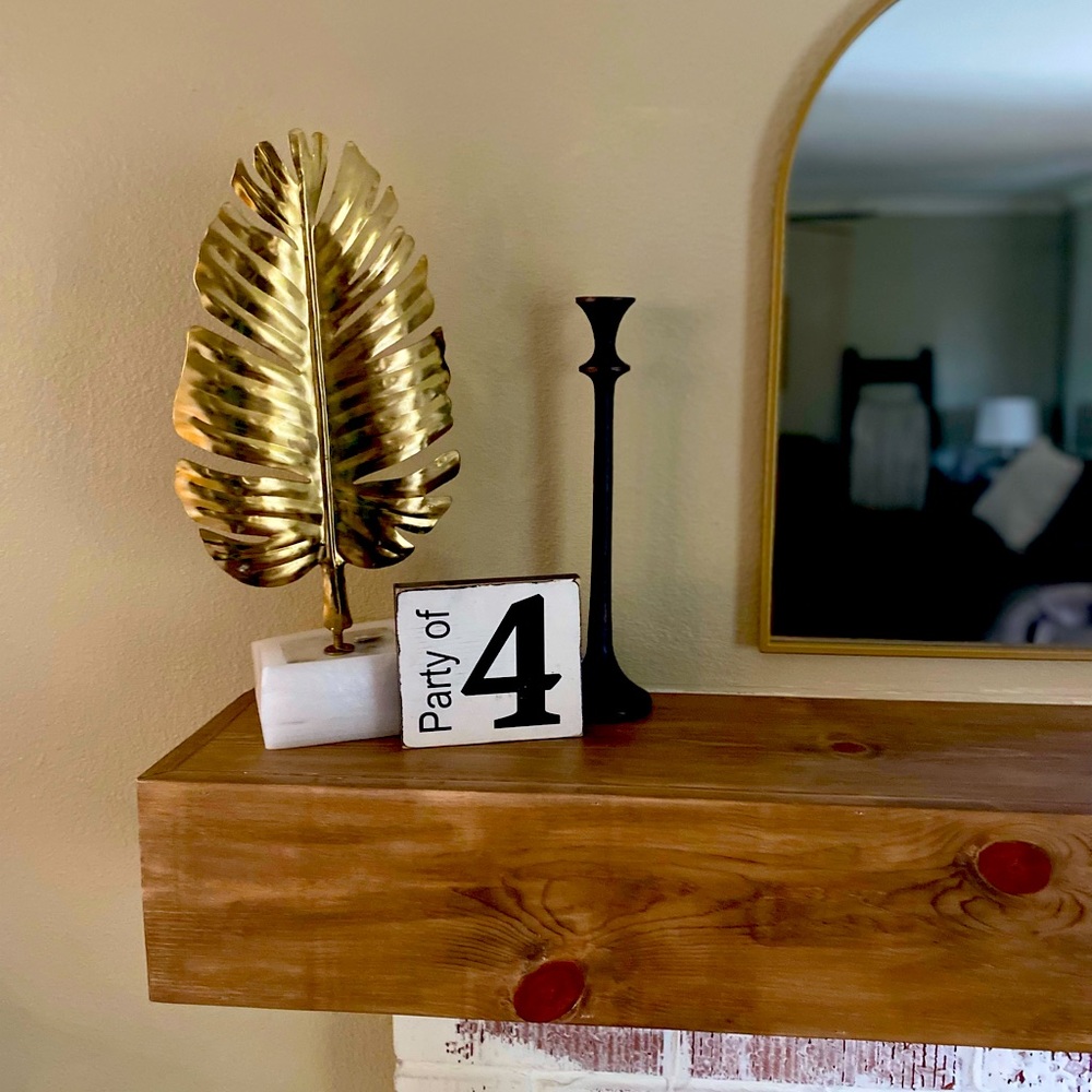 World Market decor leaf, Marble base. on site, Broad leaf: 9"W x 4"D x 18.5"H